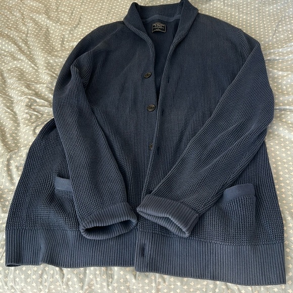Abercrombie & Fitch - Navy Knit Long Sleeve Cardigan Sweater - Picture 4 of 6